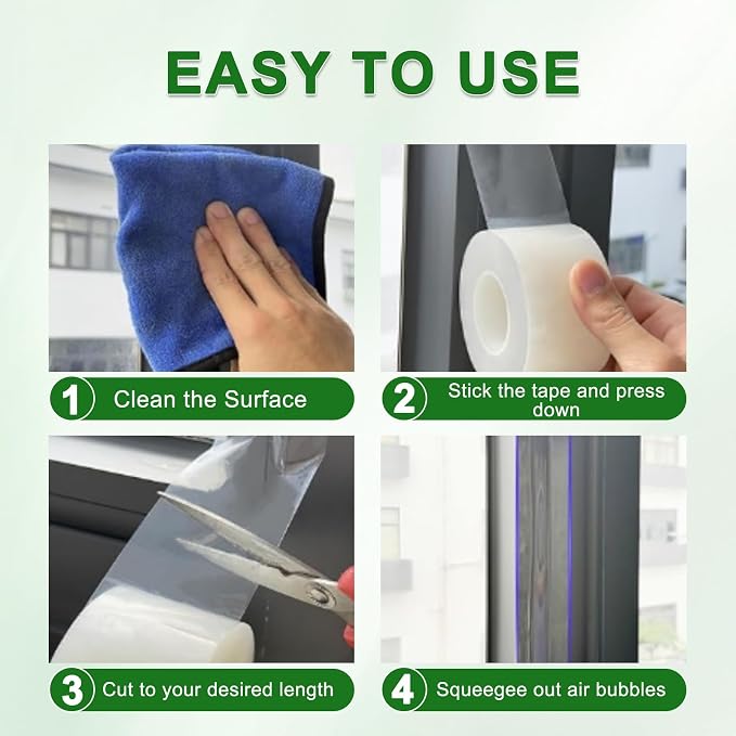 Qoqooice Transparent Window Weather Sealing Tape 2 in x 35 Yards Weather - Image 5