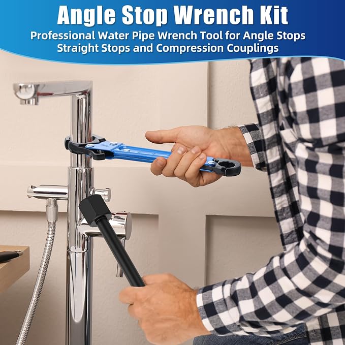 5 Pcs Angle Stop Wrench Kit Plumbing Tool, Compression Sleeve Puller - Image 6