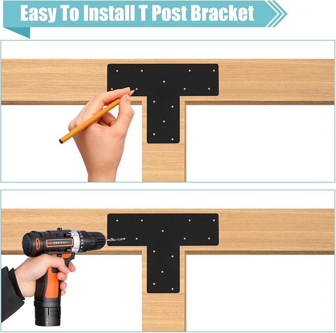 4 Pcs 16.9"x 5" T Post Bracket for Pergola | Mending Plate Fit 6x6|8x8 - Image 4