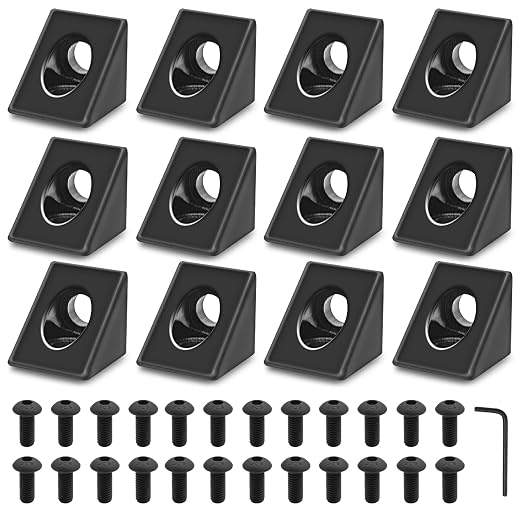 12pcs 2020 2-Way Corner Angle Bracket Connector 2020 Extrusion Hardware T-Slot by SeekLiny