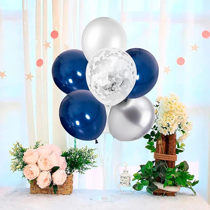 ZJDHPTY 4 Set Navy Blue Silver Balloon Stand Table Centerpieces Party Decor | - Image 5