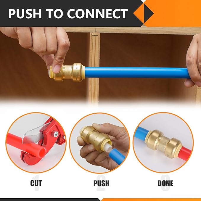 100PC HeSun Pushfit Coupling, 3/4"x3/4" Push to Connect Plumbing Fittings | - Image 6