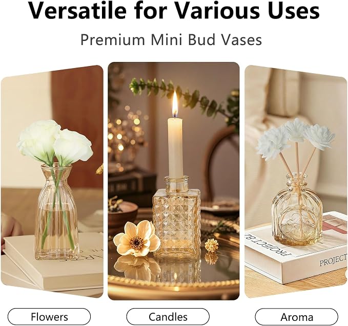 Glass Bud Vases Mini Flower Vase Small Vintage Vases - Image 5