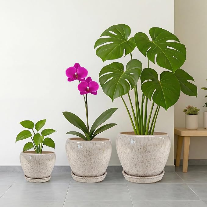 Deep Dream 10 Inch Plant Pot- Ceramic Planter Pot Round Plant Pots - Image 7