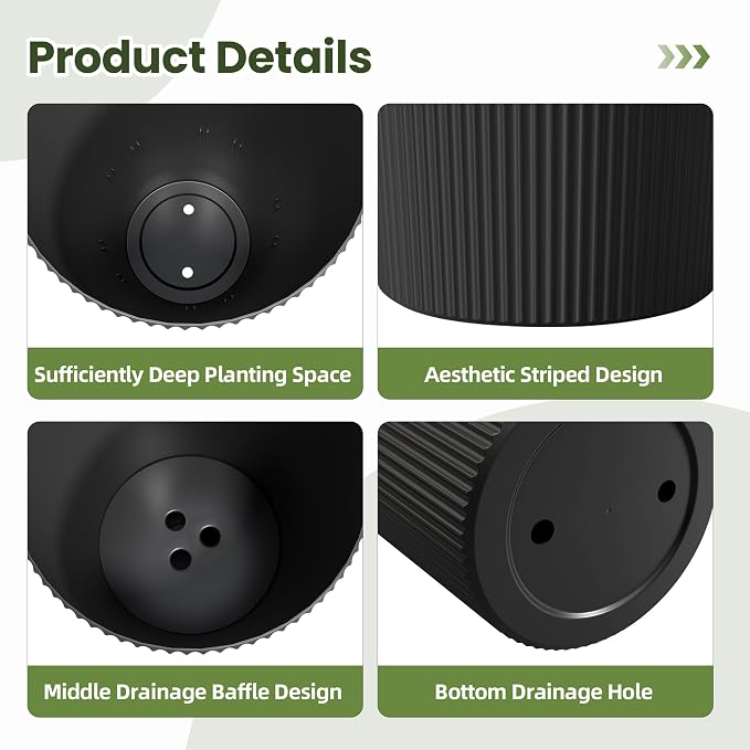 24" Tall Planters for Outdoor Plants Set of 2 - Image 3