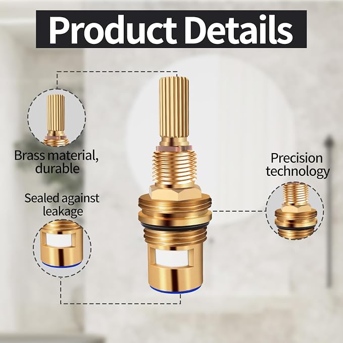Brass 1-001 & Brass 1-002 Ceramic Valve Set，Replacement Hot Widespread - Image 3