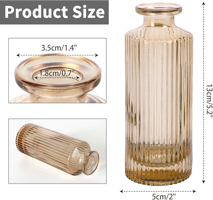 Set of 20 Amber Glass Bud Vases Mini Flowers - Image 4