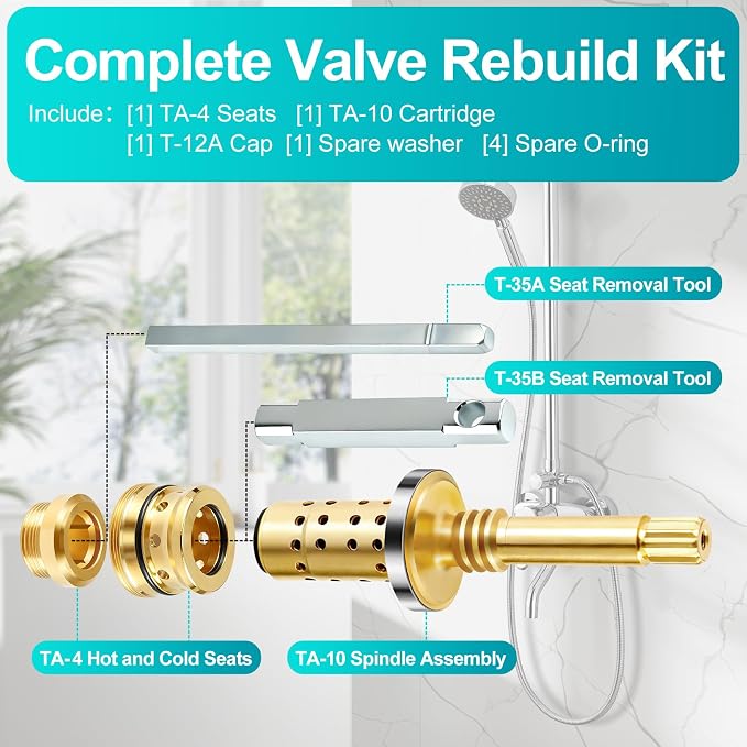 REB Shower Valve Rebuild Kit, TA-10 Flow Control Spindle Assembly, TA-4 Hot and - Image 4
