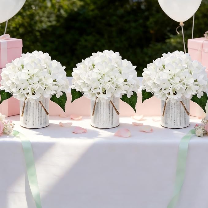 Ivory White Flower Table Centerpieces, Hydrangeas | Floral Arrangement - Image 6