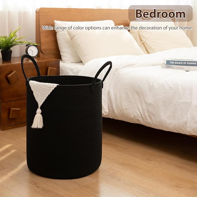 OIAHOMY 80L Nursery Hamper Laundry Basket Laundry Hamper Black | collapsible - Image 5
