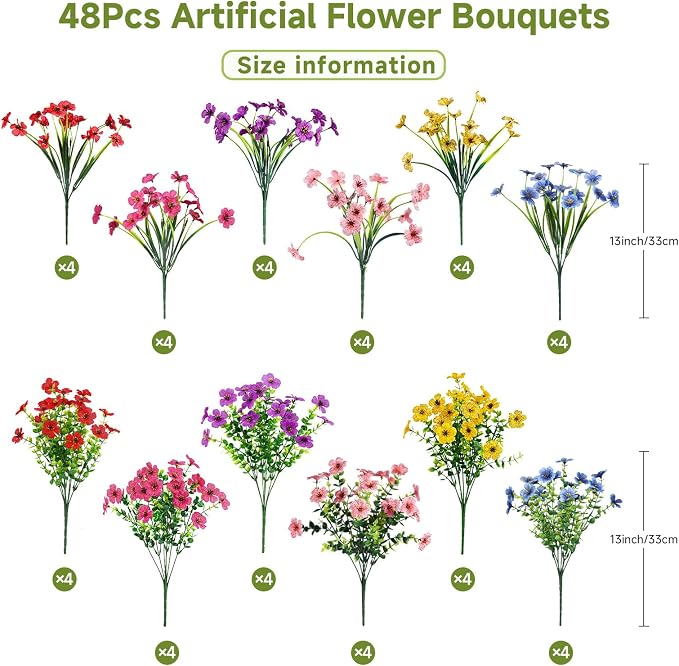 Alupssuc 48 Bundles Artificial Daisy Flowers UV Resistant - Image 3