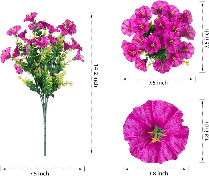 Artificial Flowers for Outdoors Fake Plants Outside Decoration, 12 Bundles Faux - Image 6