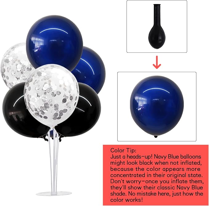 TONIFUL 4 Set Black Blue Silver Balloon Stand Balloon Centerpiece - Image 2