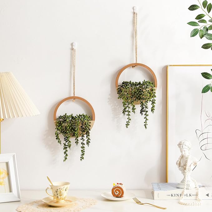 2 Pack Fake Plants Artificial Wall Hanging Succulents Plant | Boho Hanging - Image 7