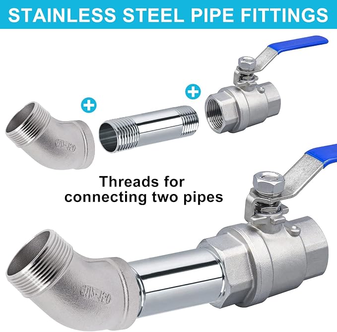1PCS 45 Degree Elbow Fittings, 1-1/2" NPT Male to 1-1/2" NPT Female 304 - Image 7