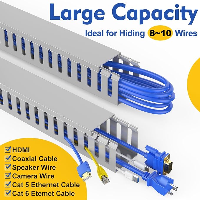 Open Slot Wiring Raceway Cable Duct, Cable Management Cord Track | 123" open - Image 3