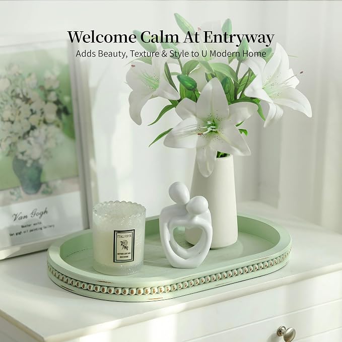 Hanobe 15" Sage Green Decorative Trays - Image 2