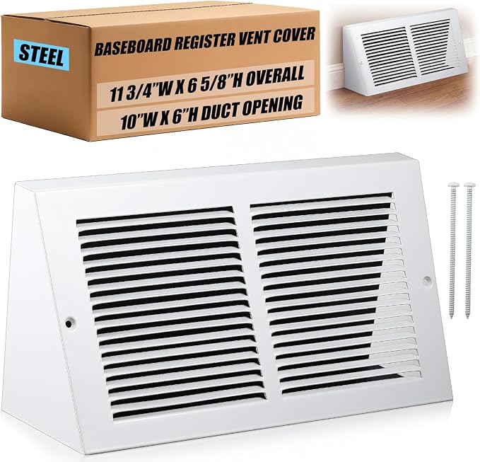 Honeydak 1 Pack Baseboard Register Vent Covers 10" x 6" Duct Opening by Honeydak