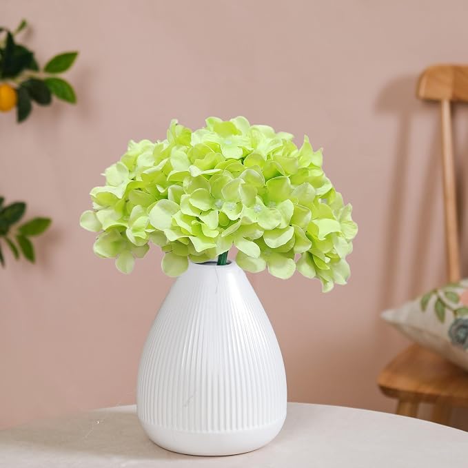 65Pcs Green Hydrangea Artificial Flowers Bulk，Realistic Silk Fake Flowers - Image 5