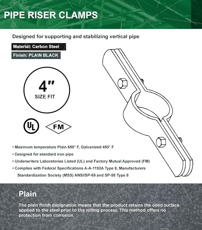 Highcraft DMST-QM04 Riser Clamp Vertical Pipe Hanger - Image 6