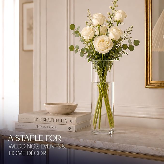 Royal Imports Glass Cylinder Flower Vase 4" Wide x 12" Tall, Floating & Votive - Image 6