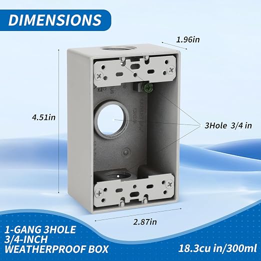 Single Gang 3-3/4" Weatherproof Outdoor Box - Image 2