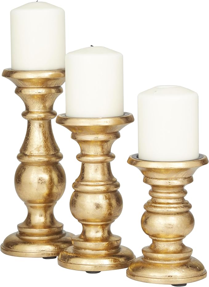 Deco 79 Mango Wood Decorative Candle Holder Turned Style Pillar Candle Stand - Image 2