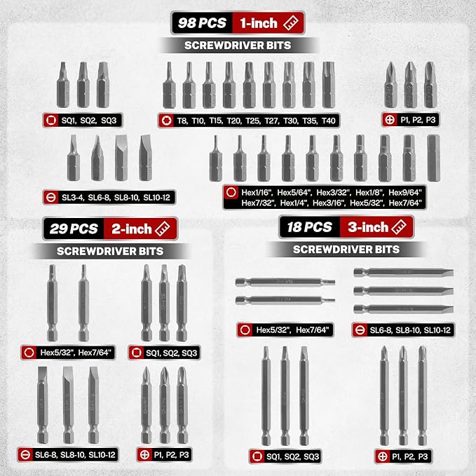 208-Pc Master Screwdriver Bit Set | Clutch, S2 Steel, 1/4" Hex Shank Bits - Image 3