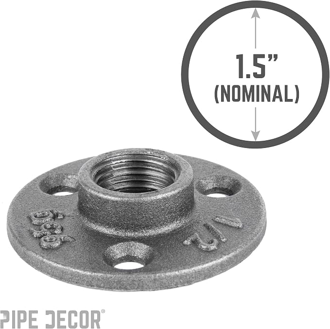 1/2" Mini Flange Fitting, PIPE DECOR Black Malleable Iron Fittings Fit Standard - Image 3