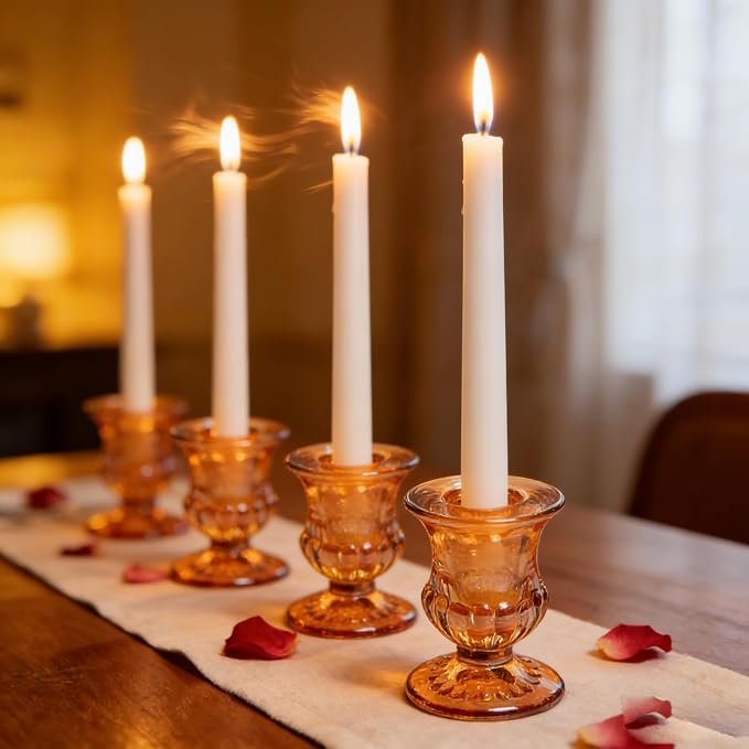 48 Pcs Clear Glass Taper Candle Holders Bulk, 2.5 Inch Small Candlestick Stands - Image 3