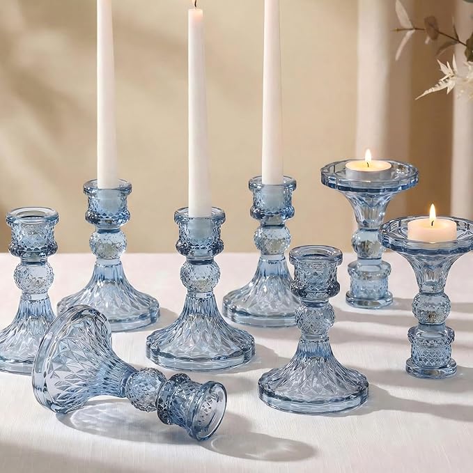 Glass Candle Holder Set of 12, Candle Stick Holder by Simeitol