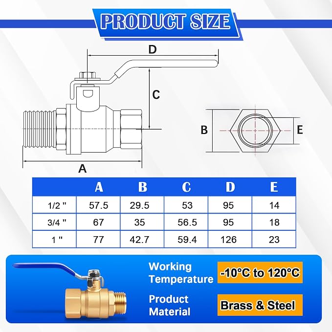 1inch Full Flow Forged Brass Ball Valve, 150 PSI WSP / 600 PSI WOG Pipe - Image 5