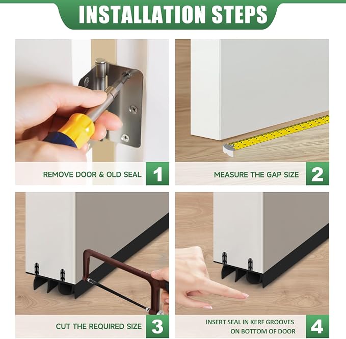 Door Draft Stopper, Cuttable Concealed Kerf/Channel Fit Under Door Seal - Image 6