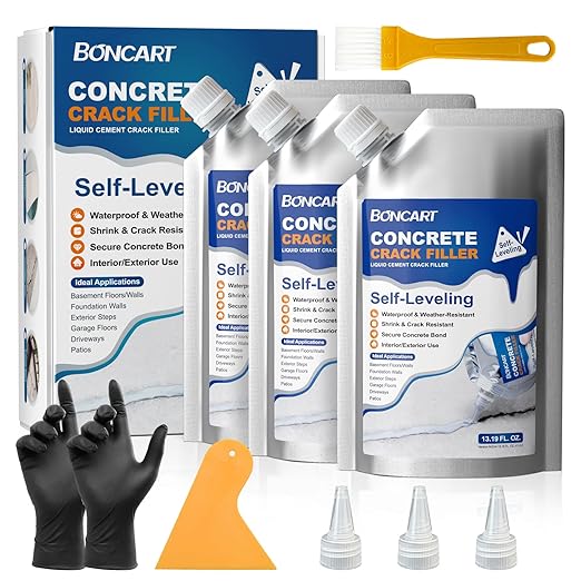 Concrete Crack Filler, Self-Leveling & Fast Drying, Waterproof, 39.57 Fl Oz | by BONCART