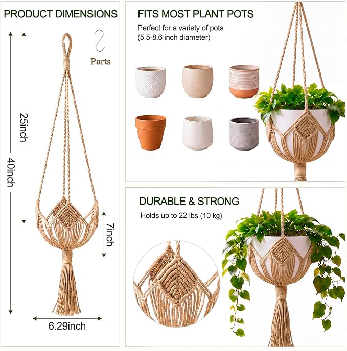 Shappy Boho Macrame Plant Hanger - Image 4