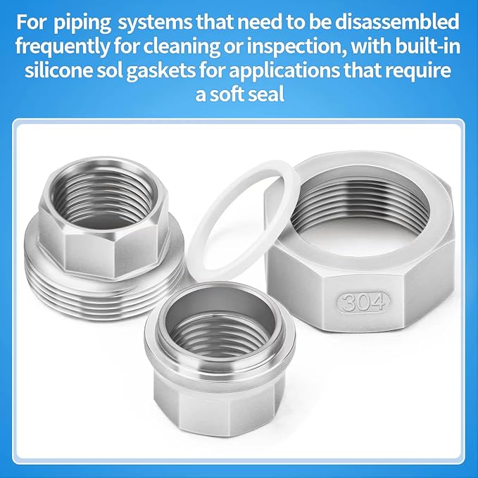 ChillWaves 304 Stainless Steel Cast Pipe Fitting, Union，1-1/4" NPT Female - Image 4