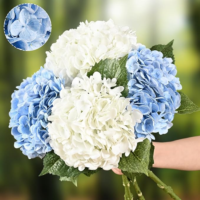 4Pcs Real Touch Hydrangea Artificial Flowers by Waipfaru