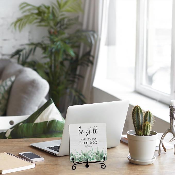Inspirational Christian Desk Decor, Be Still And Know That I Am God Eucalyptus - Image 5