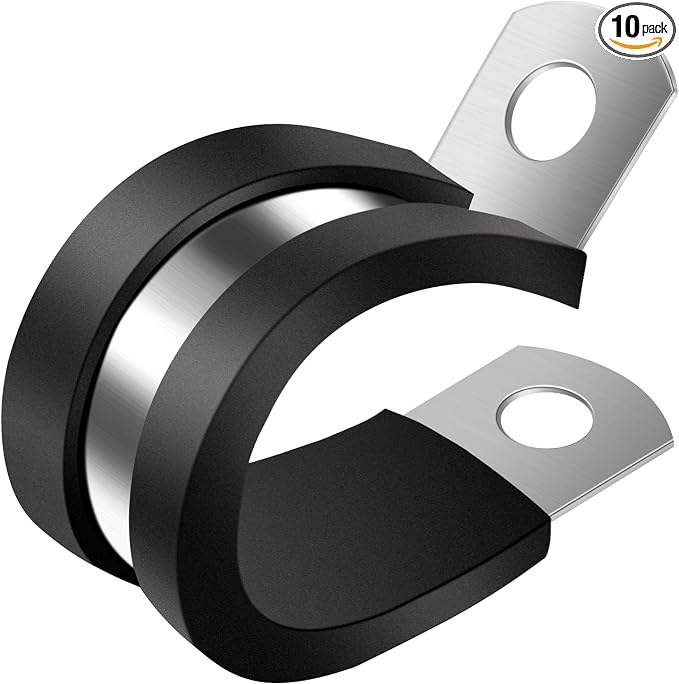 1-1/2 Inch Wire Clamp, 10 Pack Stainless Steel Cable Clamp, Rubber Metal Loop by ZIPCCI