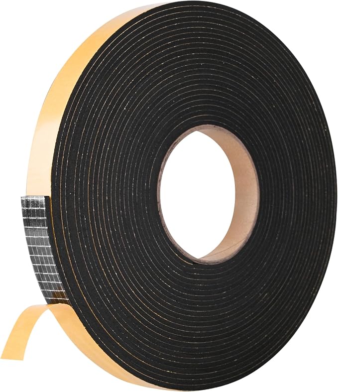 Self Adhesive Foam Tape Weatherstrip 1in x 1/4in x 33Ft High Density Foam by Kikerike