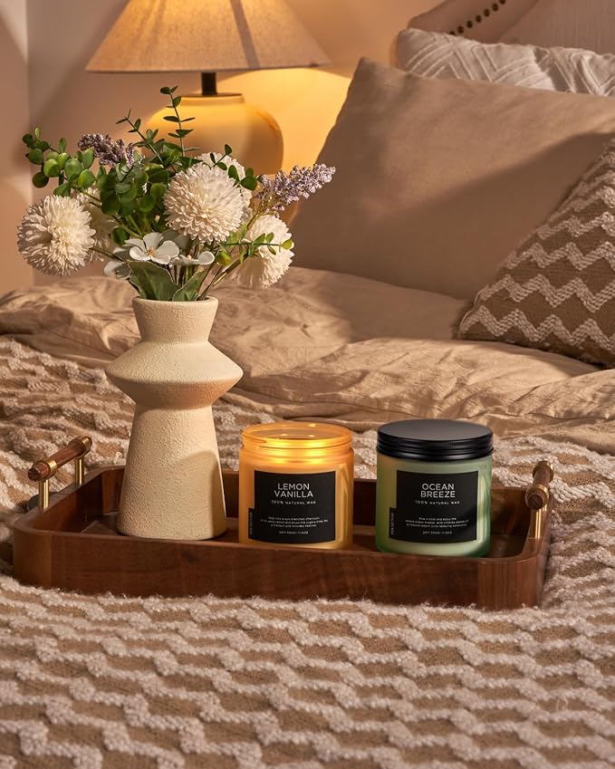 M&SENSE Lemon Vanilla Home Scented Candles, 11.6oz Organic Soy Wax | Natural - Image 8