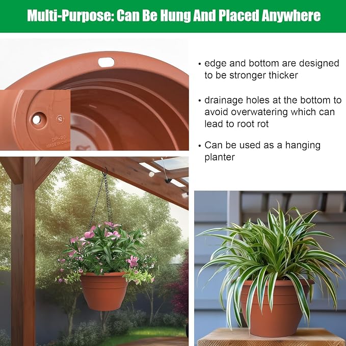 RooTrimmer 5 Pack 10 Inch Plant Pots Lightweight Planters - Image 4