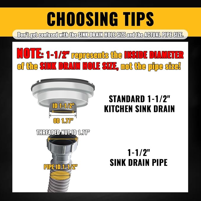 VIVIDA 1-1/2" Sink Drain P Trap, Flexible Kitchen Sink Pipe - Image 6