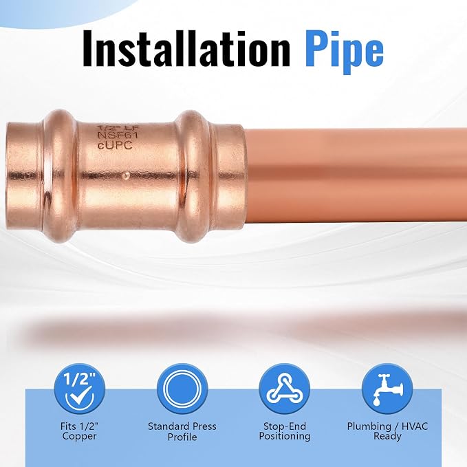 1/2" Press Coupling with Stop, Lead-Free Fittings - Image 4