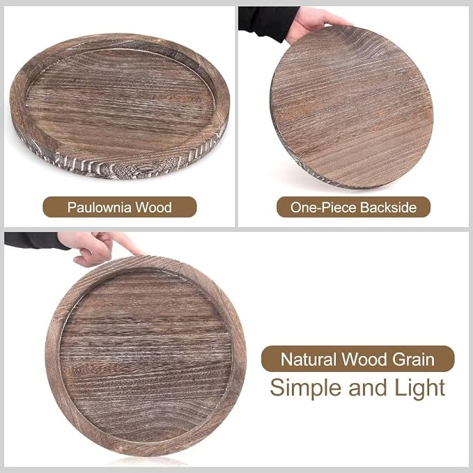 Round Decorative Wooden Serving Trays - Image 4