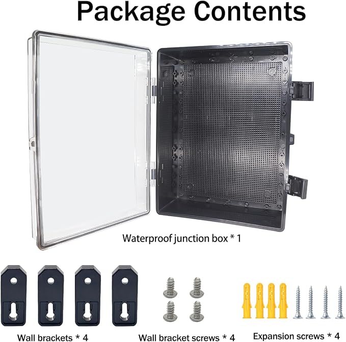 Junction Box, Hinged Black Clear Cover IP67 Waterproof ABS Project Box - Image 6