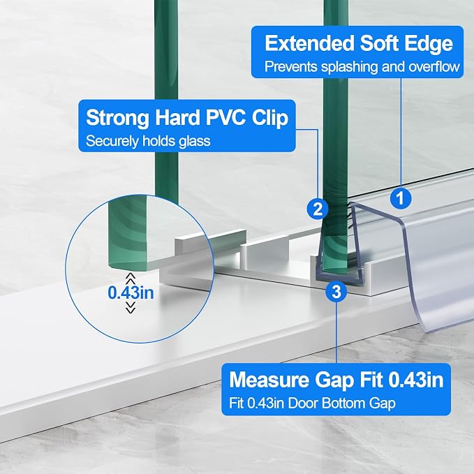 Yecaye 3 Pack 3/8" x 39" Sliding Shower Door Bottom Seal, Shower Door Sweep | - Image 5