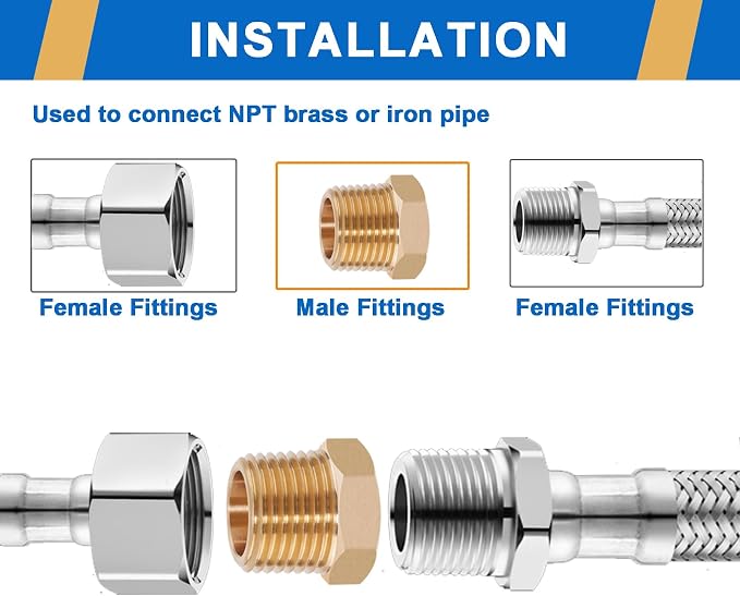 4PCS 3/4" NPT Male to 1/4" NPT Female Brass Reducer Hex Bushing, Solid Brass - Image 5
