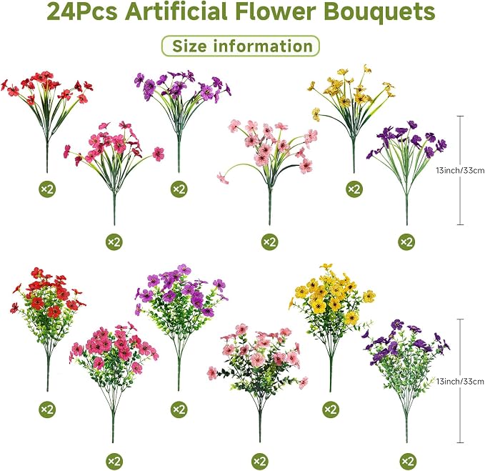 Alupssuc 24 Bundles Artificial Daisy Flowers UV Resistant - Image 3