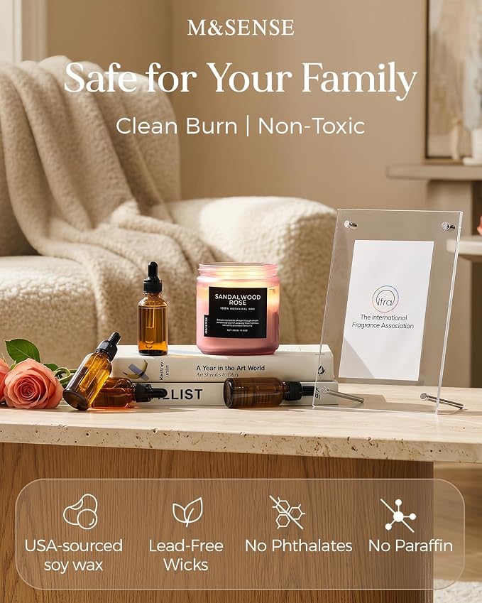 M&SENSE Sandalwood Rose Scented Candles - Image 4